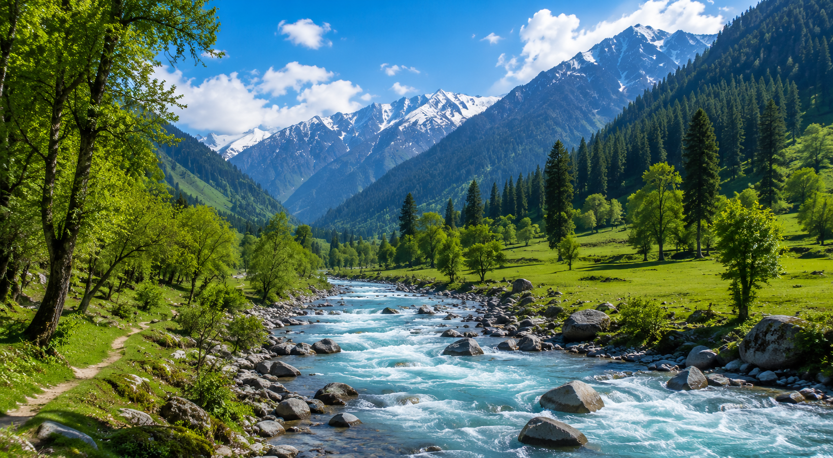 Pahalgam Lidder valley greenery included in a deluxe Kashmir tour package